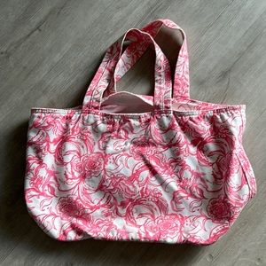 Lilly Pulitzer Goop Hotty Pink Kiss Kiss Palm Beach Tote